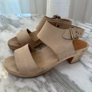 Bryr Miranda Sandal Clog in Bone Nubuck Suede, 6-6 1/2 US (36) / Mid heel